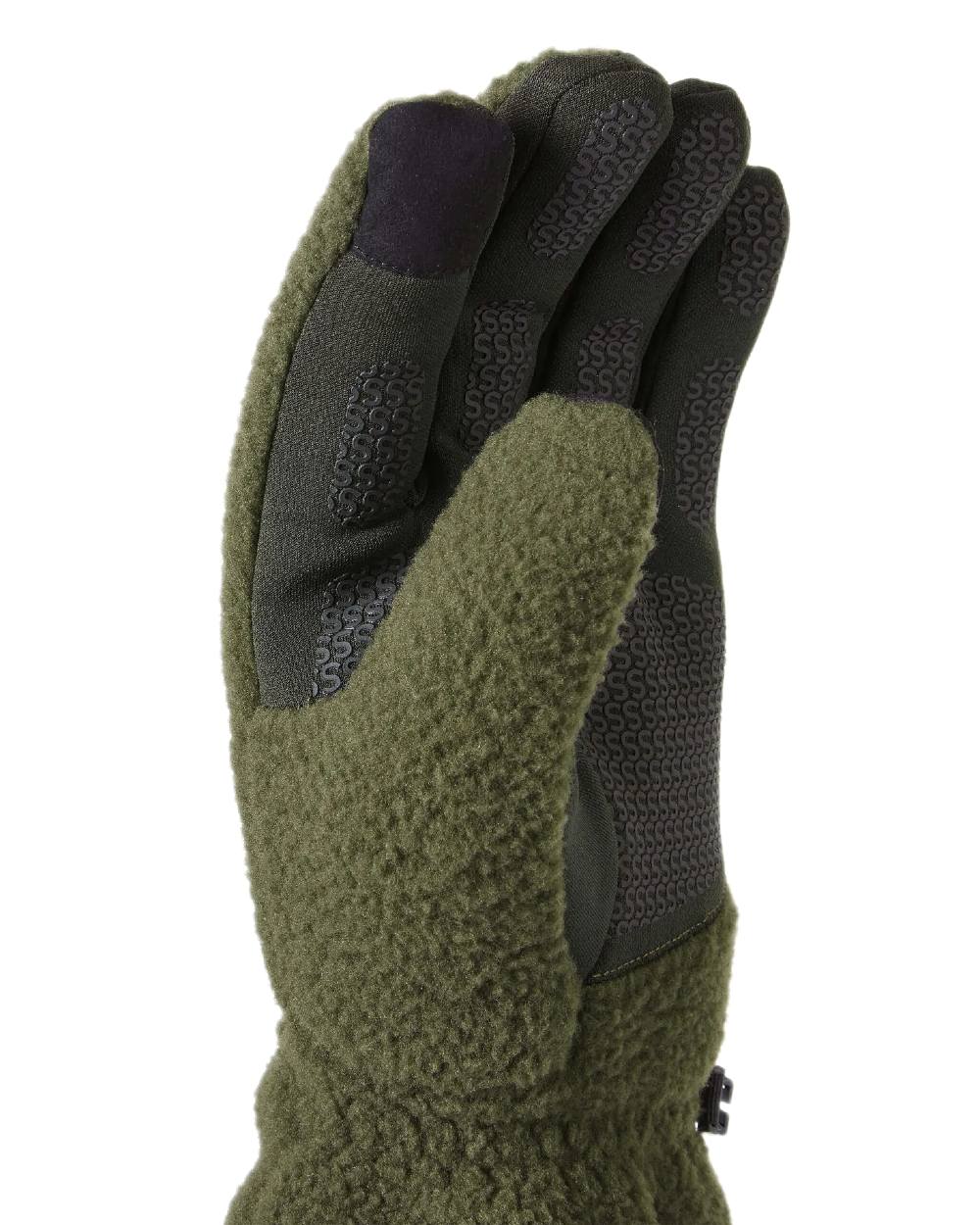 Olive Coloured Sealskinz Hoveton Waterproof Sherpa Fleece Glove on white background 
