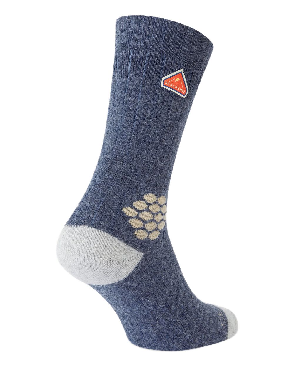 Blue Coloured Sealskinz Scarning Wool Mid Length Twisted Hiking Sock on white background 