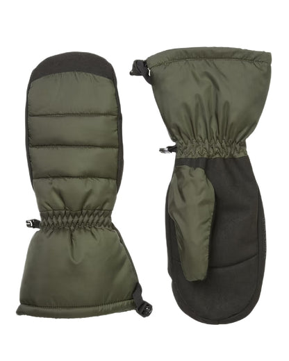 Olive Coloured Sealskinz Titchwell Waterproof Lightweight Insulated Gauntlet Mitten on white background 