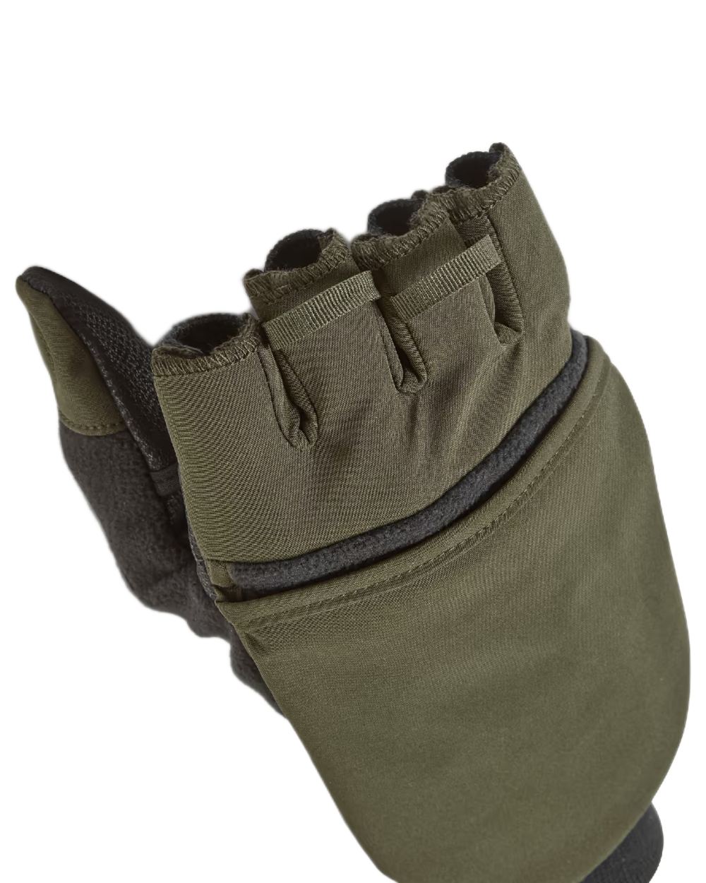Olive Coloured Sealskinz Walpole Windproof Cold Weather Convertible Mitt on white background 