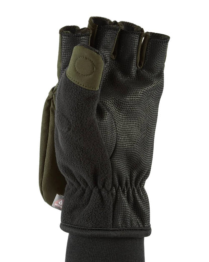 Olive Coloured Sealskinz Walpole Windproof Cold Weather Convertible Mitt on white background 