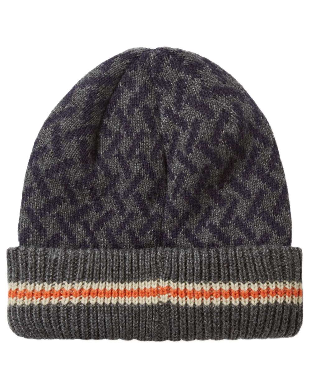 Navy coloured Sealskinz Arminghall Waterproof Jacquard Beanie on white background 