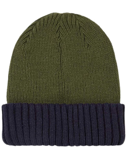 Olive coloured Sealskinz Bacton Waterproof Roll Cuff Beanie on white background 