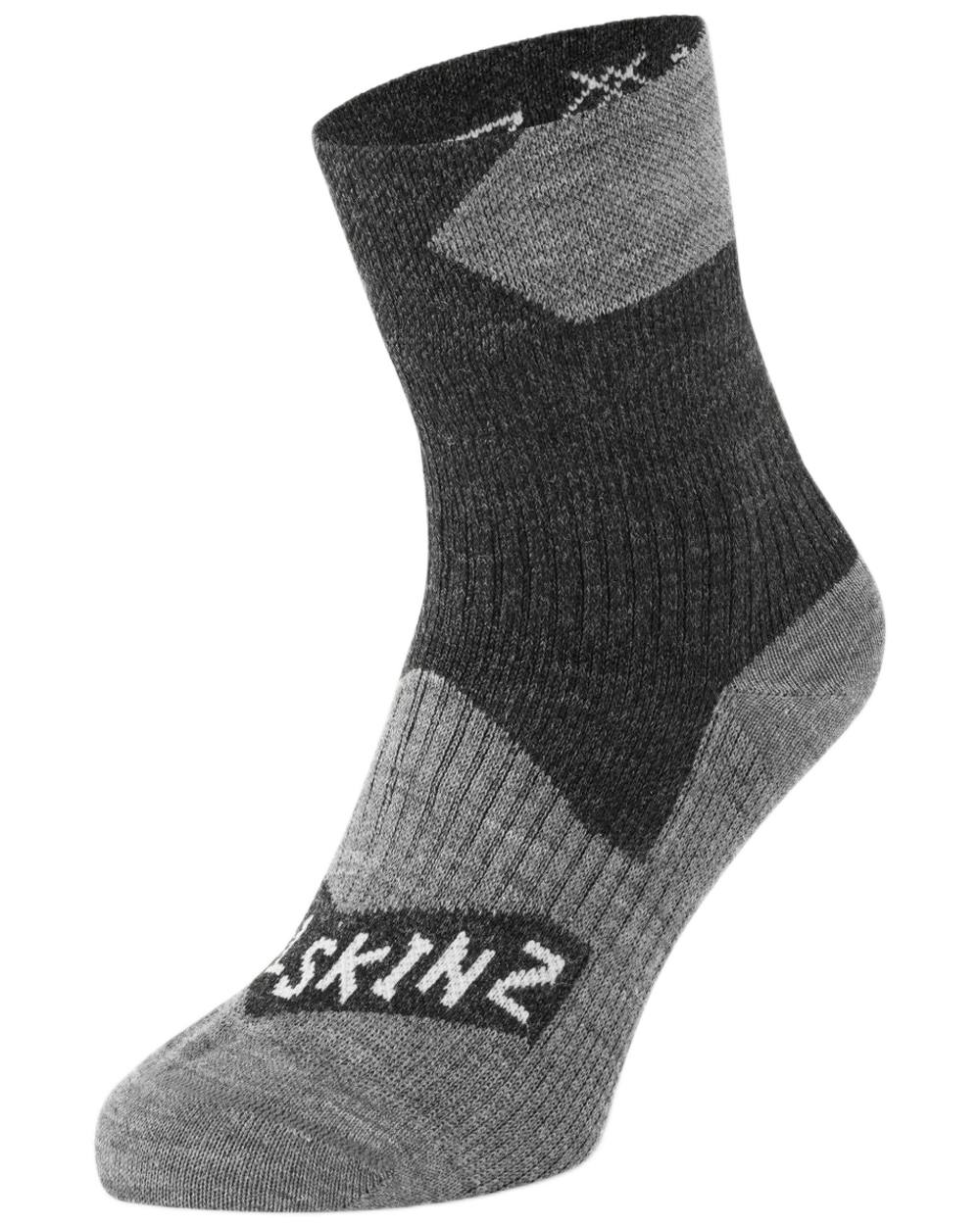 Black coloured Sealskinz Bircham Waterproof All Weather Ankle Length Socks on white background 
