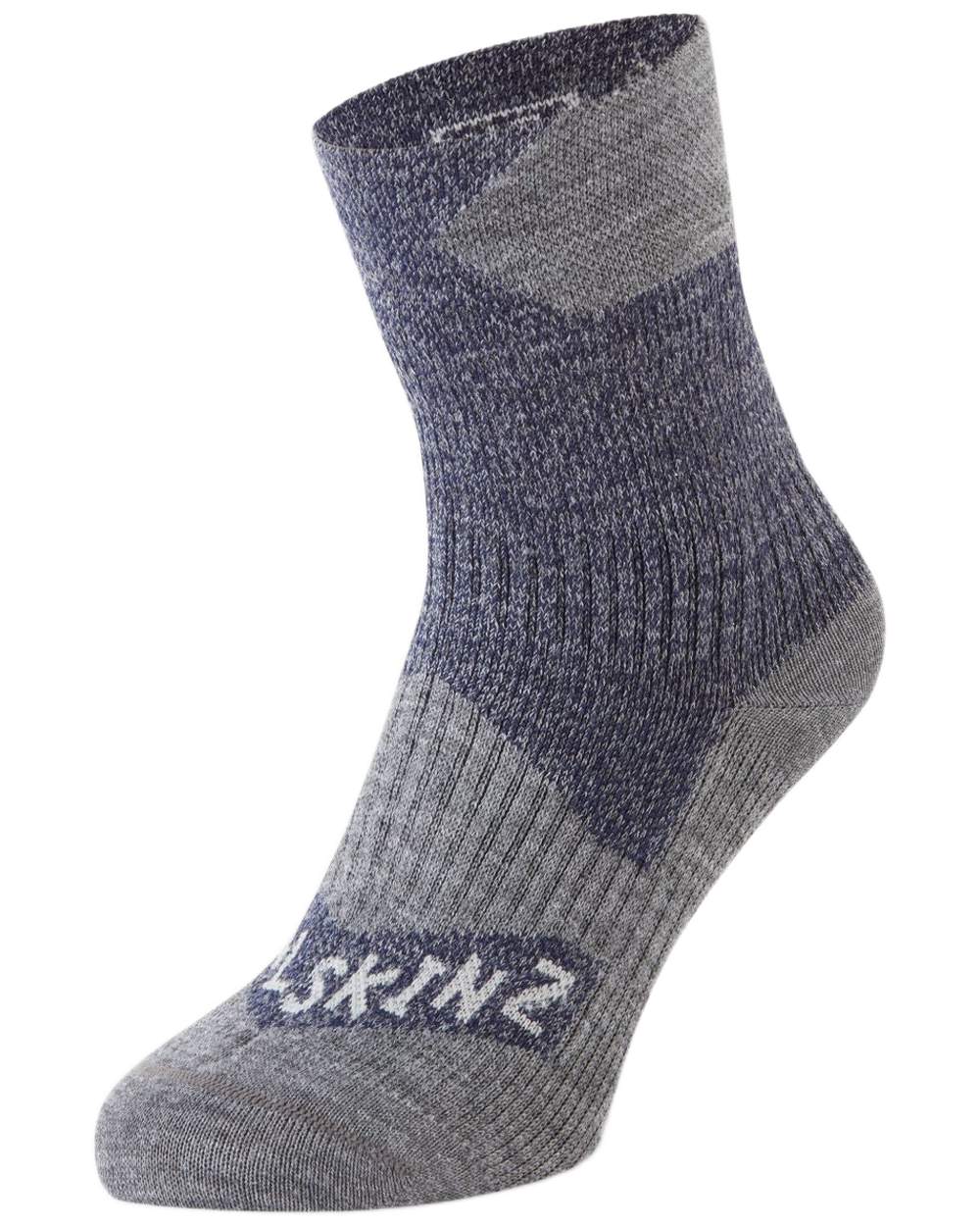 Navy coloured Sealskinz Bircham Waterproof All Weather Ankle Length Socks on white background 