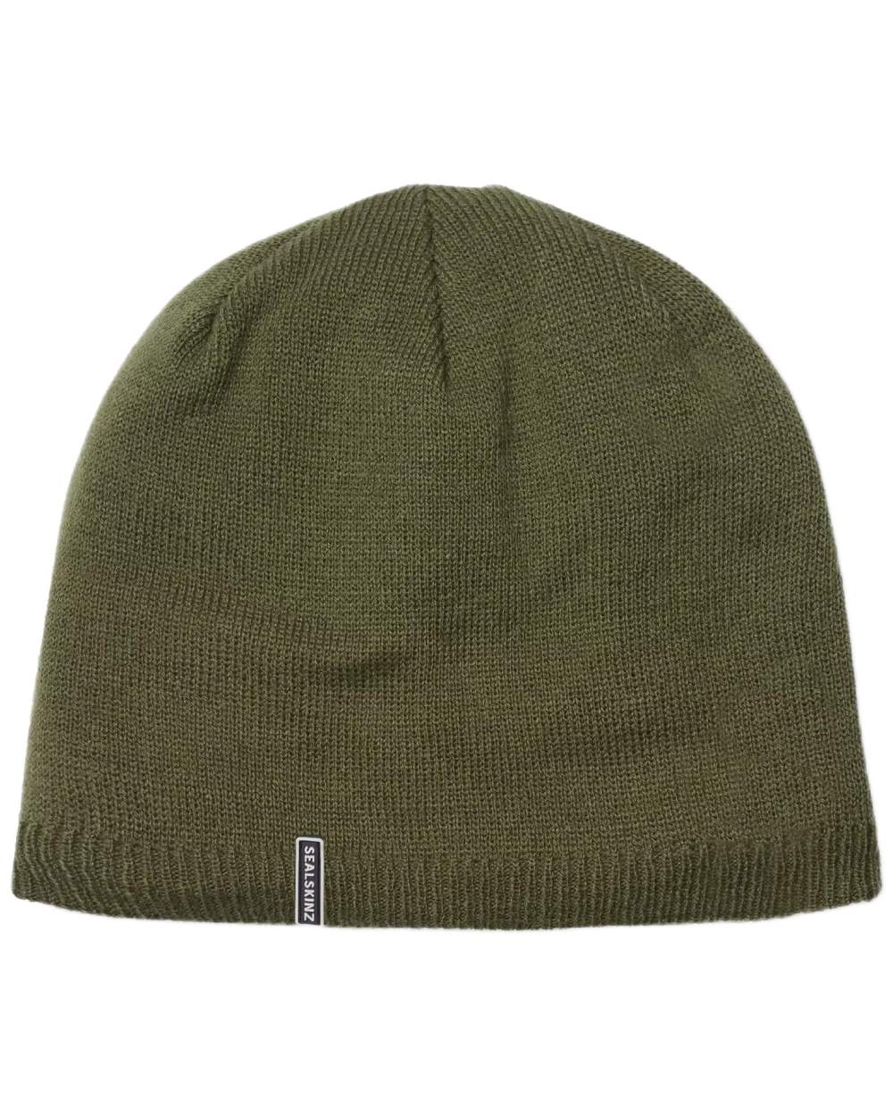 Olive coloured Sealskinz Cley Waterproof Cold Weather Beanie on white background 