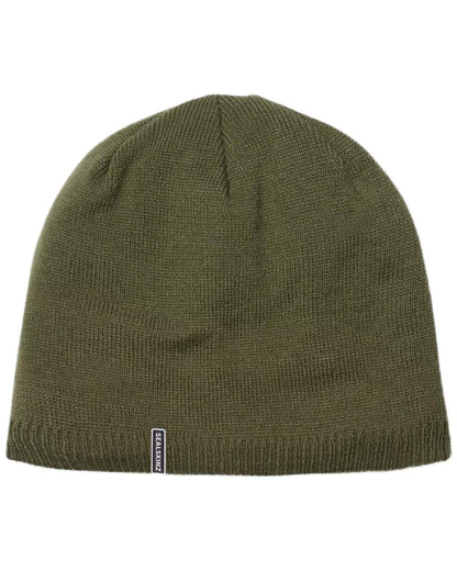 Olive coloured Sealskinz Cley Waterproof Cold Weather Beanie on white background 
