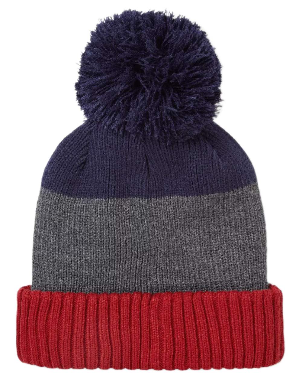 Orange Navy coloured Sealskinz Flitcham Waterproof Cold Weather Bobble Hat on white background 