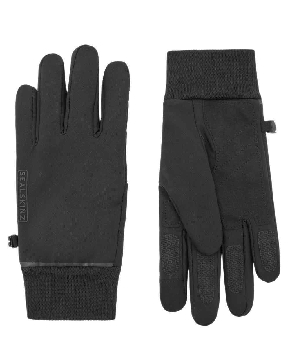 Black coloured Sealskinz Gissing Waterproof Lightweight Fusion Control Gloves on white background 