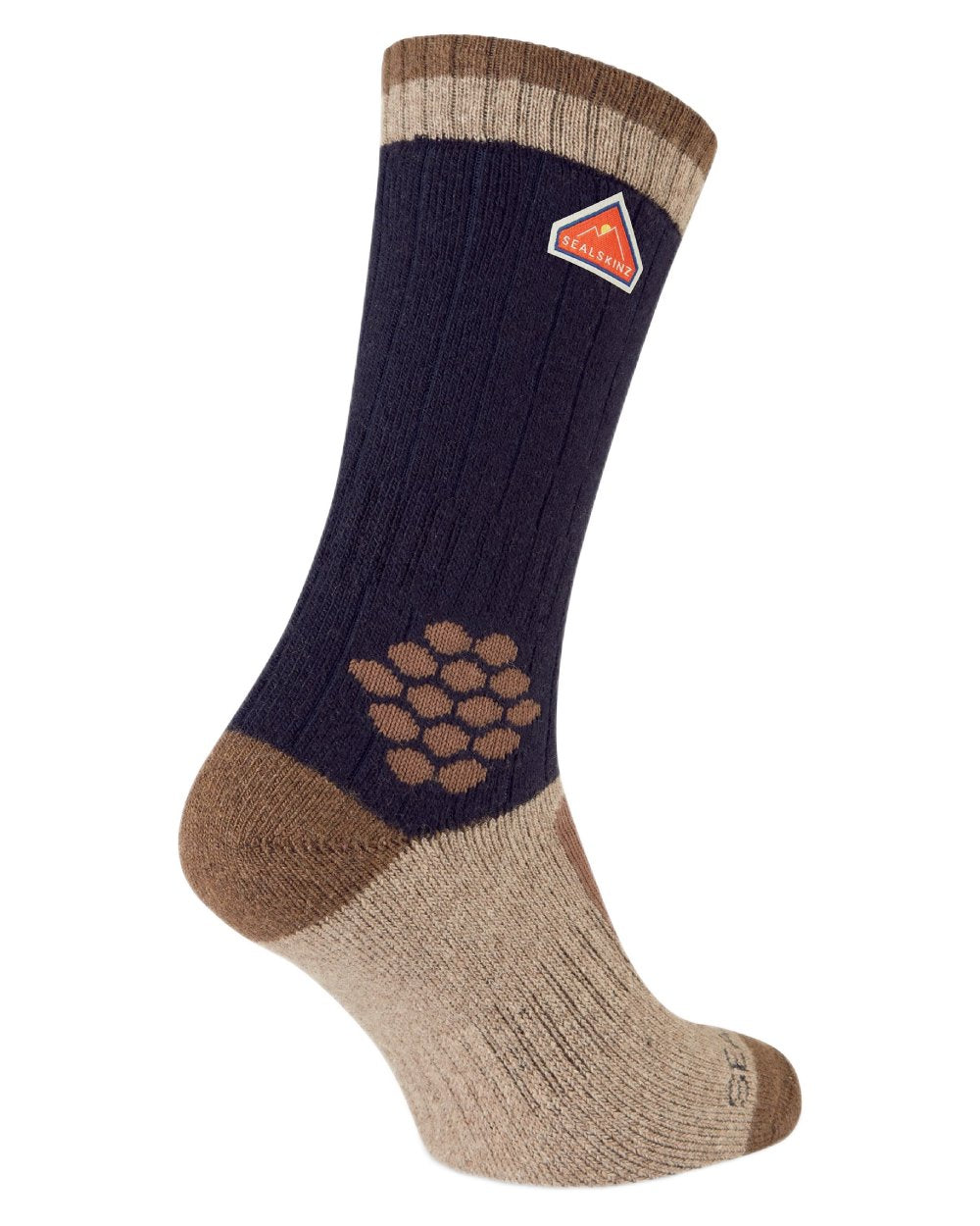 Blue coloured Sealskinz Gresham Recycled Wool Mid Length Hiking Socks on white background 