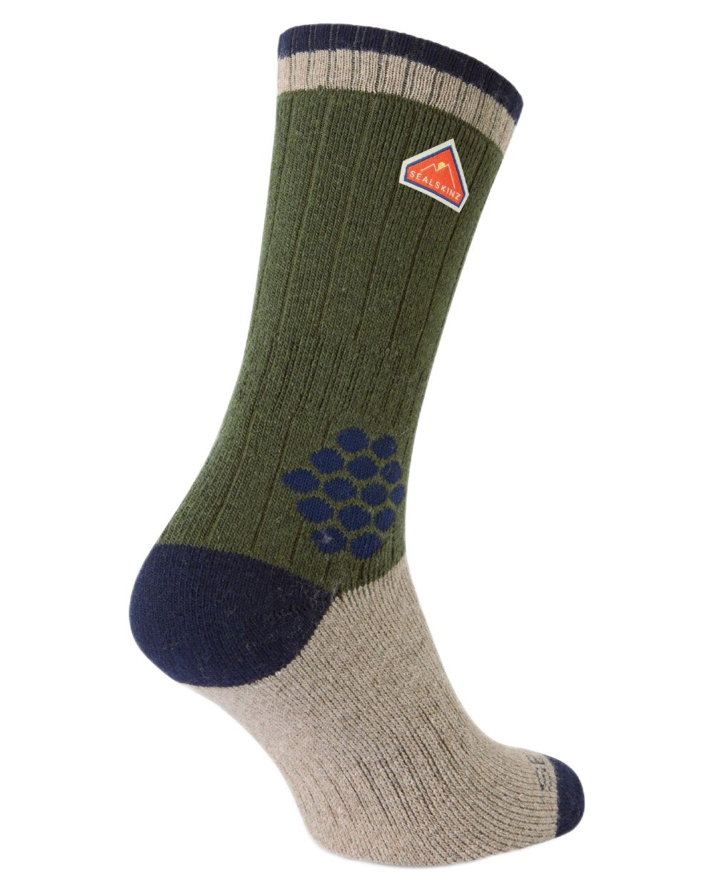 Green coloured Sealskinz Gresham Recycled Wool Mid Length Hiking Socks on white background 