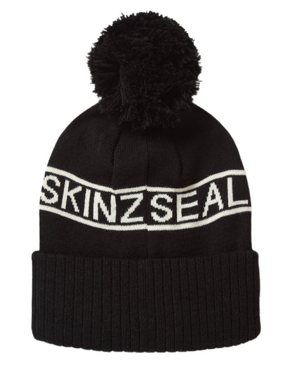 Black coloured Sealskinz Heacham Waterproof Icon Bobble Hat on white background 