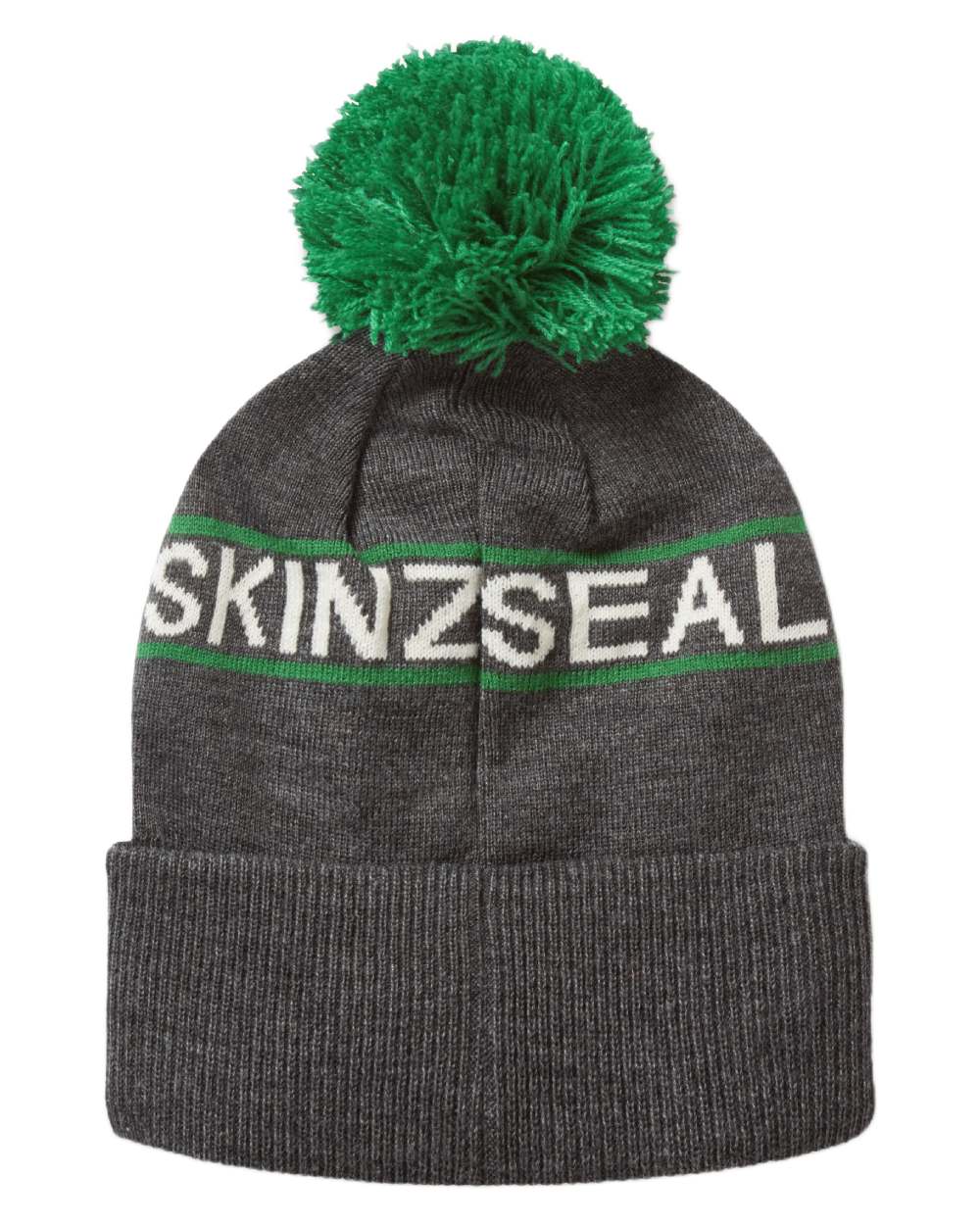 Dark Grey Marl coloured Sealskinz Heacham Waterproof Icon Bobble Hat on white background 