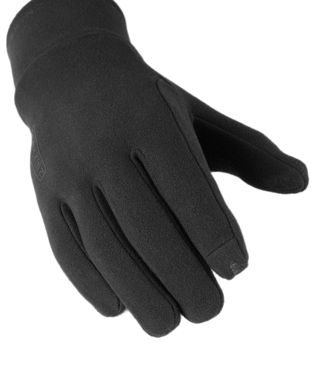 Black coloured Sealskinz Lenwade Single Layer Micro Fleece Gloves on white background 