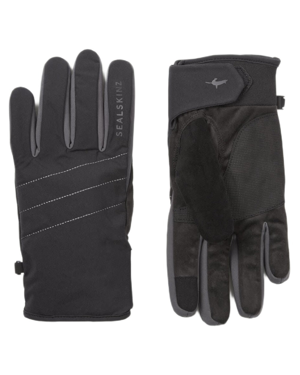 Black coloured Sealskinz Lyng Waterproof All Weather Fusion Control Gloves on white background 