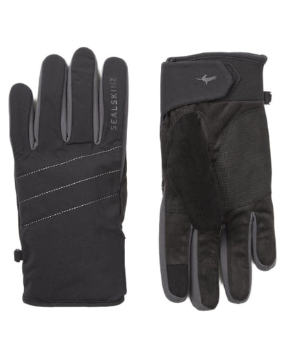 Black coloured Sealskinz Lyng Waterproof All Weather Fusion Control Gloves on white background 