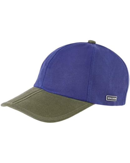  Navy coloured Sealskinz Marham Waterproof Oiled Canvas Cap on white background 
