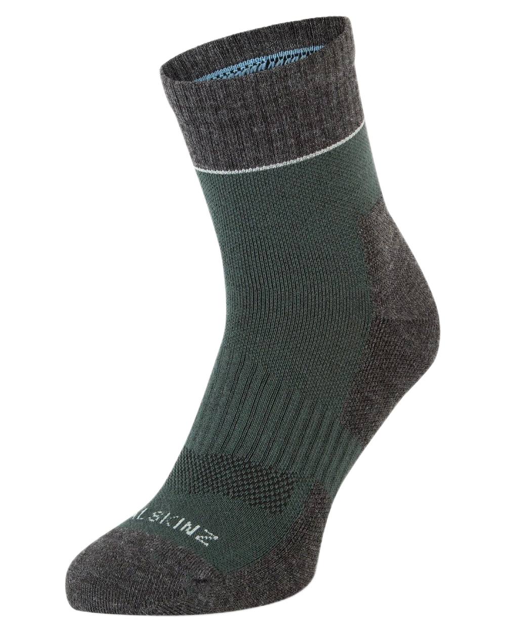 olive coloured Sealskinz Morston Solo Quick Dry Ankle Length Socks on white background 