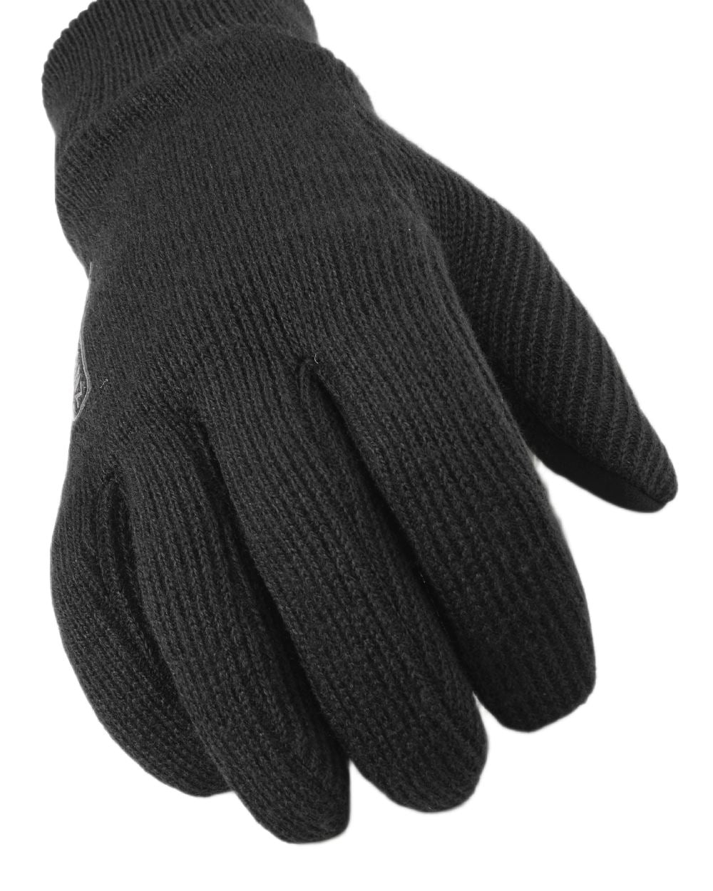 Black coloured Sealskinz Necton Windproof All Weather Knitted Gloves on white background 