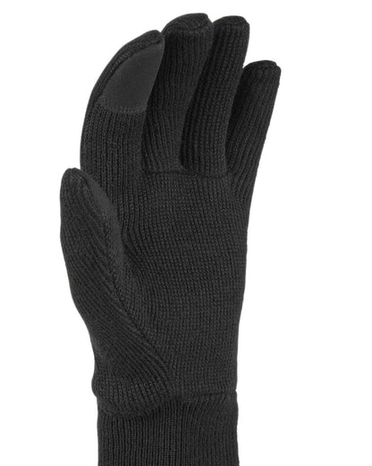 Black coloured Sealskinz Necton Windproof All Weather Knitted Gloves on white background 