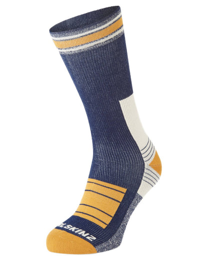 Blue coloured Sealskinz Norwich Waterproof Mid Length Hiking Socks on white background 