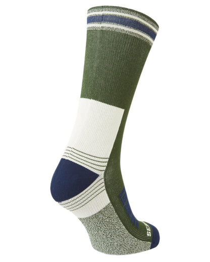 Olive coloured Sealskinz Norwich Waterproof Mid Length Hiking Socks on white background 