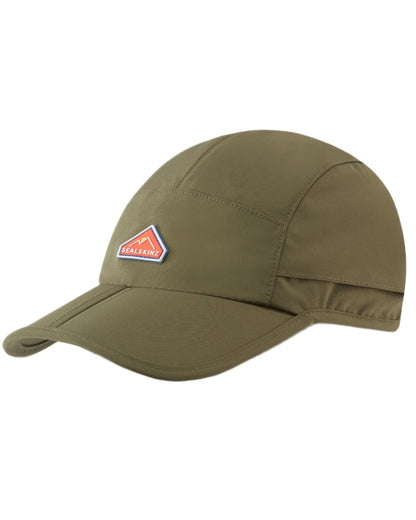 Olive coloured Sealskinz Poringland Waterproof Peak Plain Hiking Cap on white background 