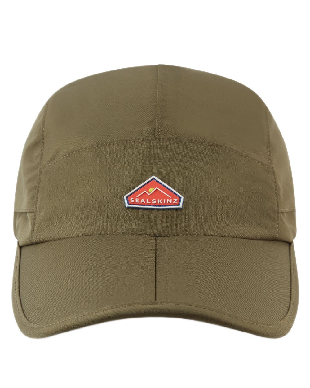 Olive coloured Sealskinz Poringland Waterproof Peak Plain Hiking Cap on white background 