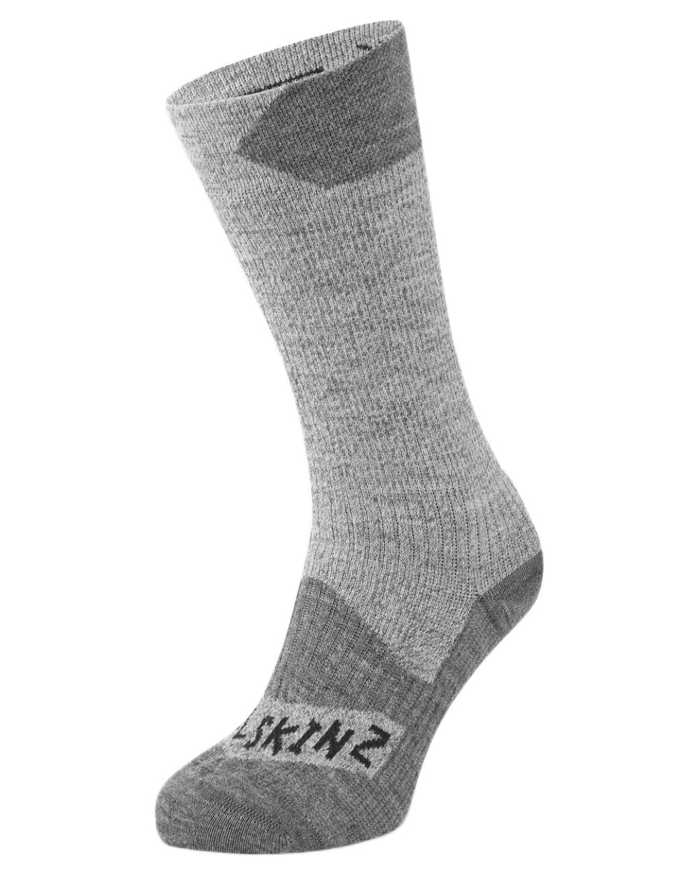 Grey coloured Sealskinz Raynham Waterproof All Weather Mid Length Socks on white background 