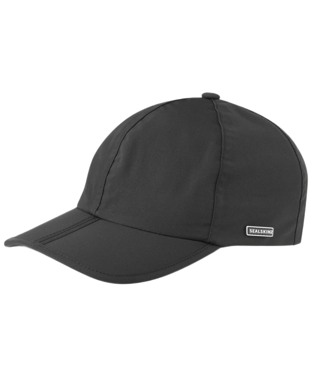 Black coloured Sealskinz Salle Waterproof Foldable Peak Cap on white background 