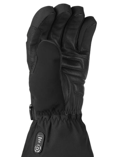Black coloured Sealskinz Stowbridge Waterproof Automatic Heated Gauntlet on white background 
