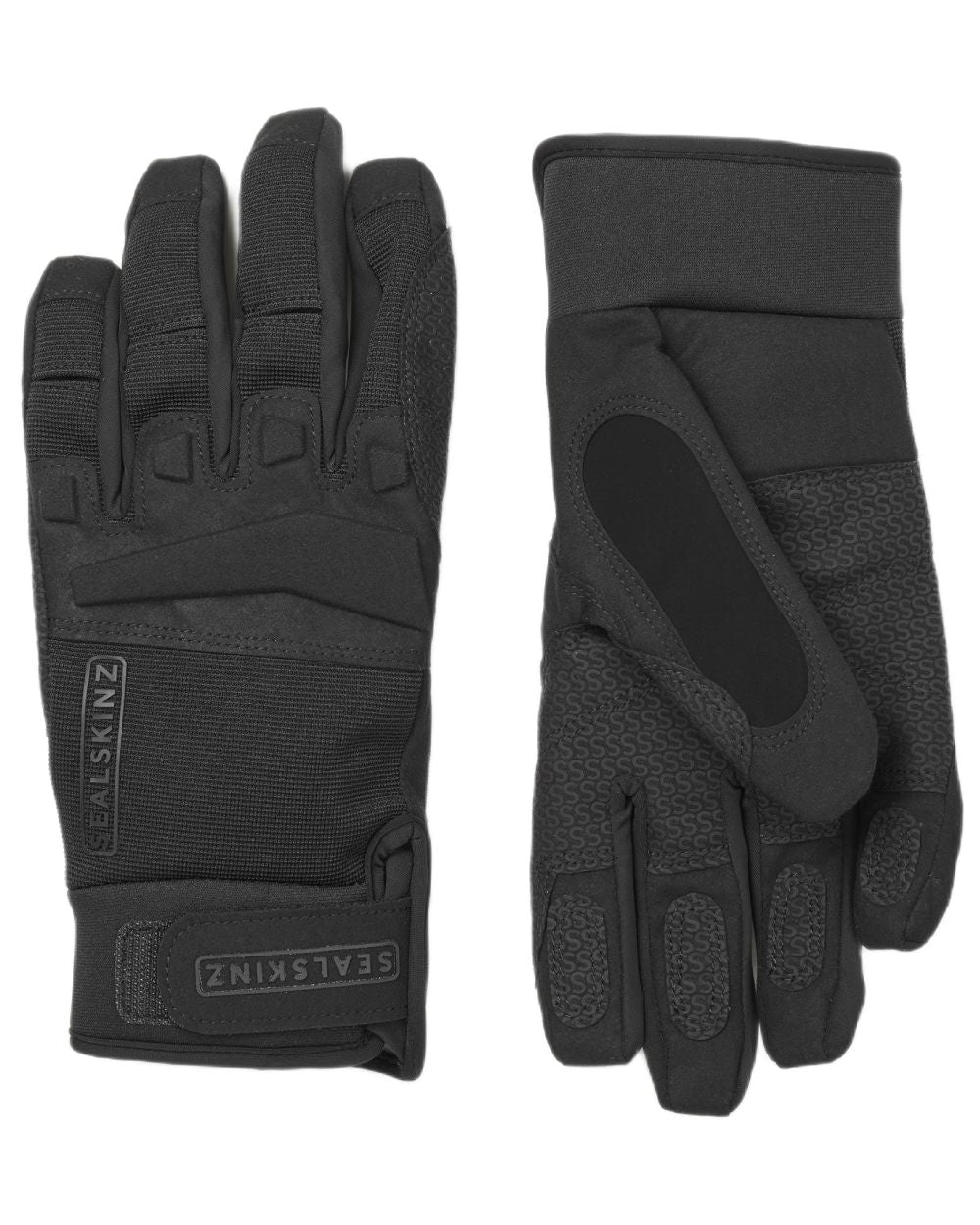 Black coloured Sealskinz Sutton Waterproof All Weather MTB Gloves on white background 