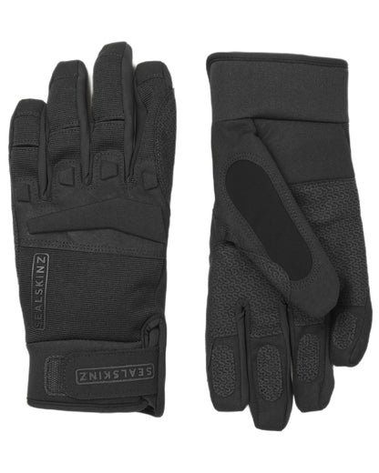 Black coloured Sealskinz Sutton Waterproof All Weather MTB Gloves on white background 