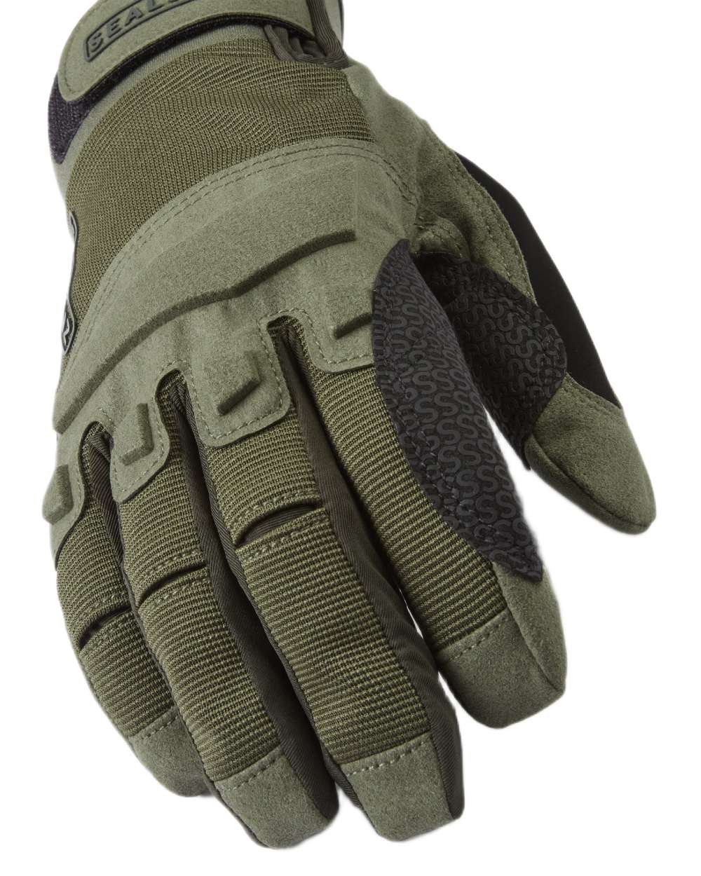 Olive coloured Sealskinz Sutton Waterproof All Weather MTB Gloves on white background 