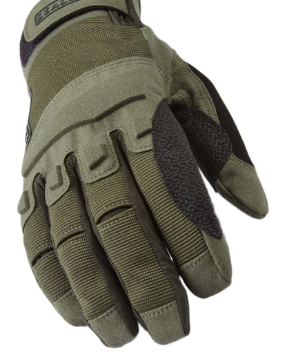 Olive coloured Sealskinz Sutton Waterproof All Weather MTB Gloves on white background 