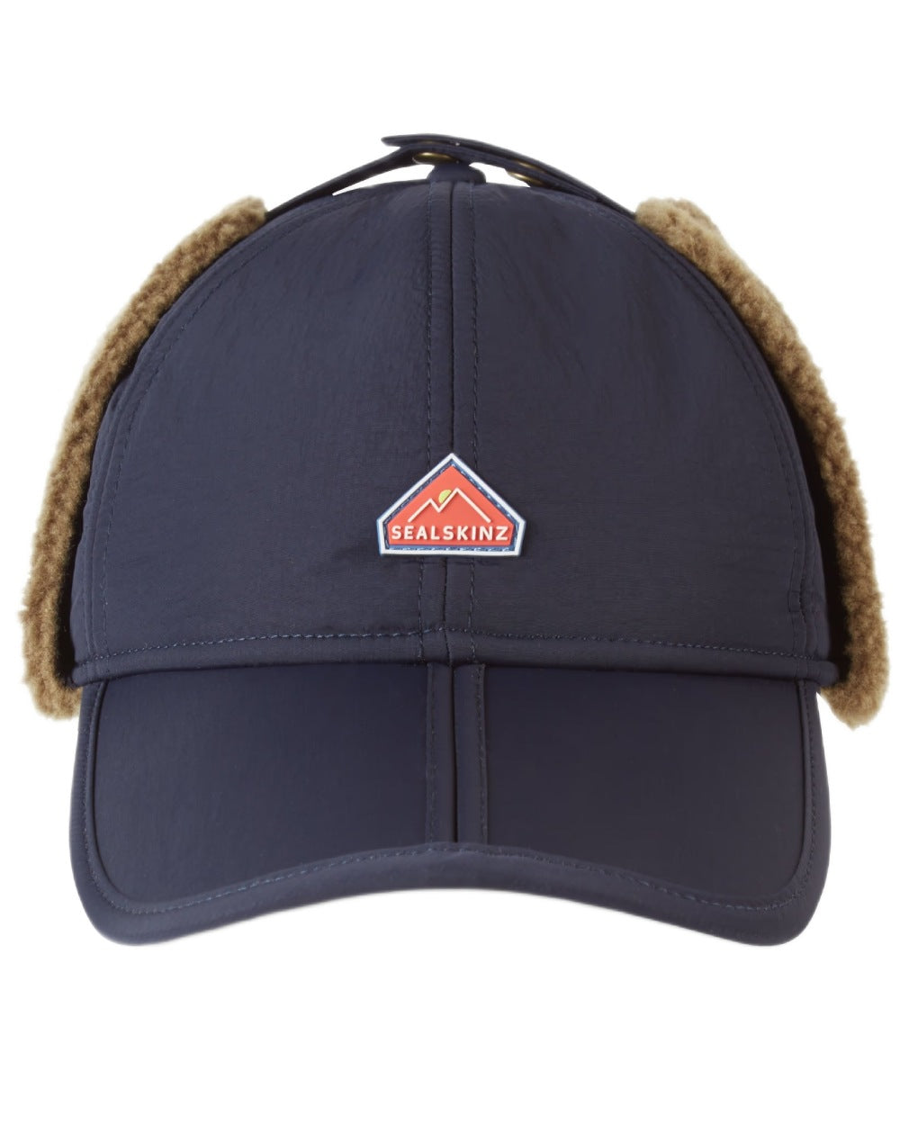 Navy coloured Sealskinz Upton Waterproof Extreme Cold Weather Puffer Hat on white background 