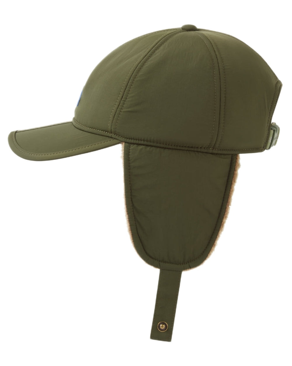 Olive coloured Sealskinz Upton Waterproof Extreme Cold Weather Puffer Hat on white background 