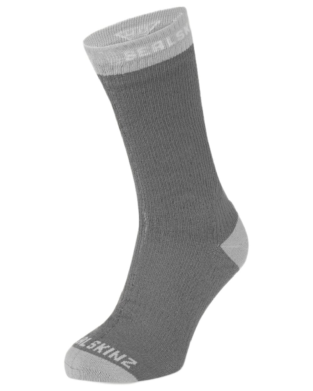 Grey coloured Sealskinz Wiveton Waterproof Mid Length Socks on white background 