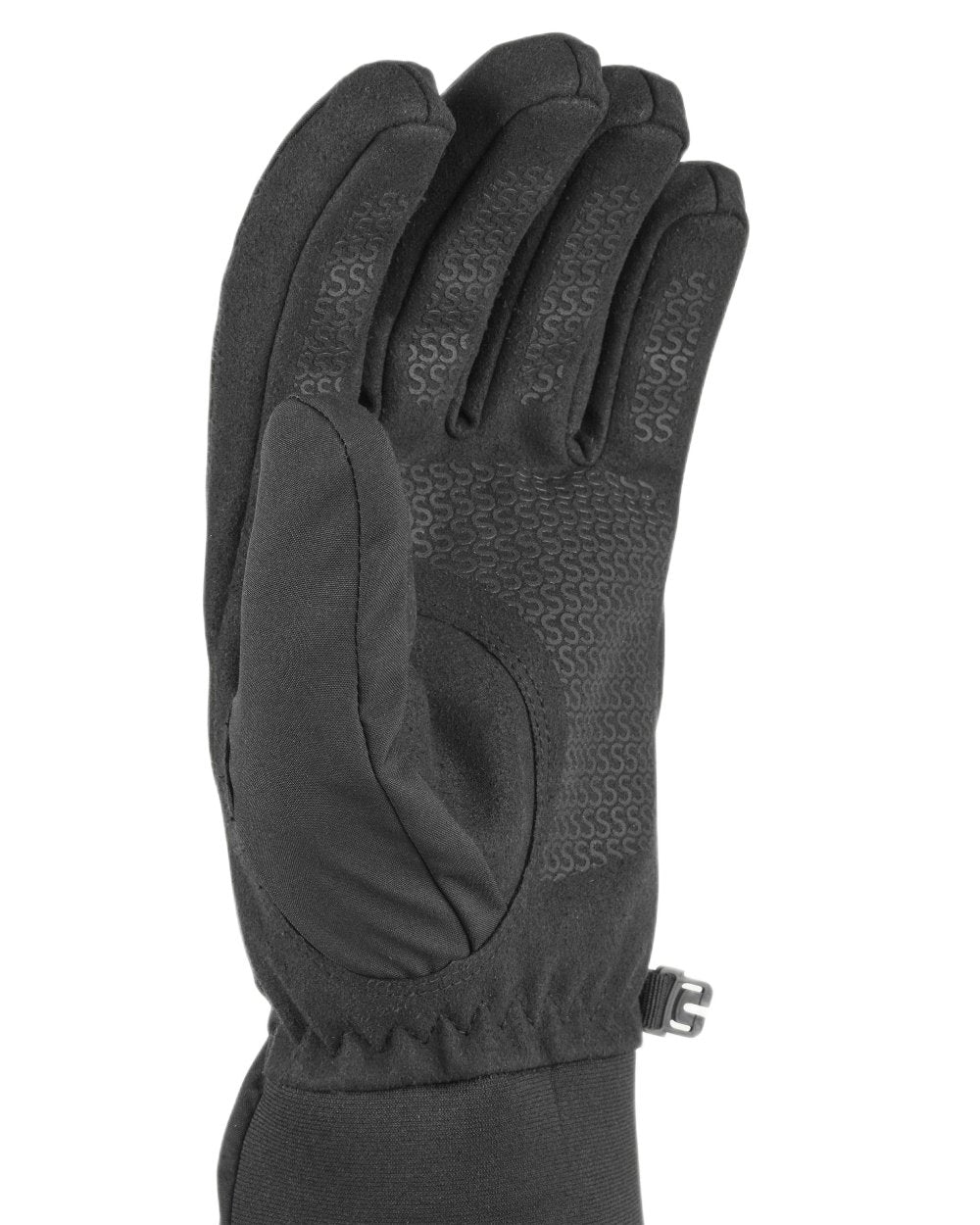 Black coloured Sealskinz Womens Griston Waterproof Lightweight Gloves on white background 