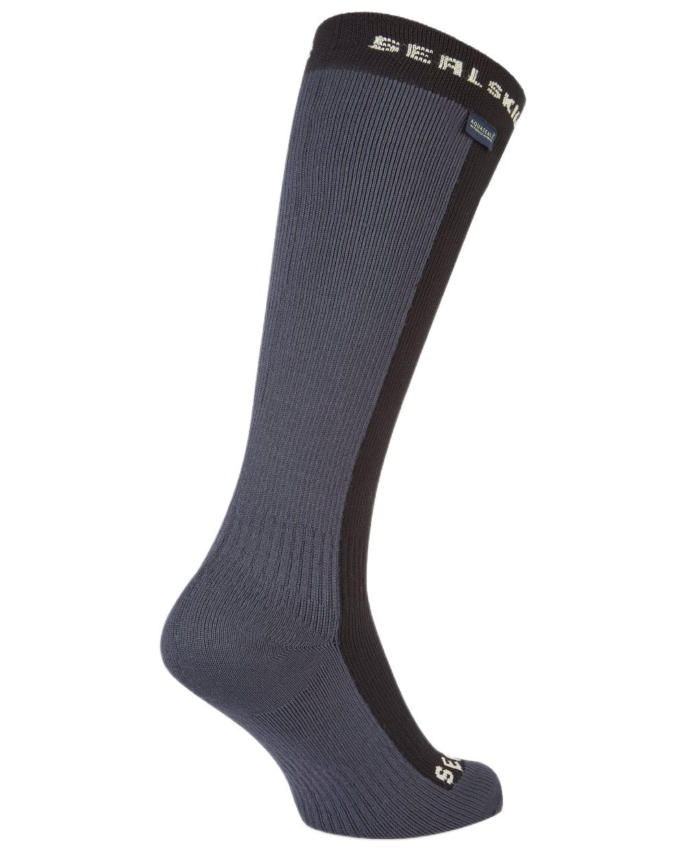 Black coloured Sealskinz Worstead Waterproof Cold Weather Knee Length Socks on white background 