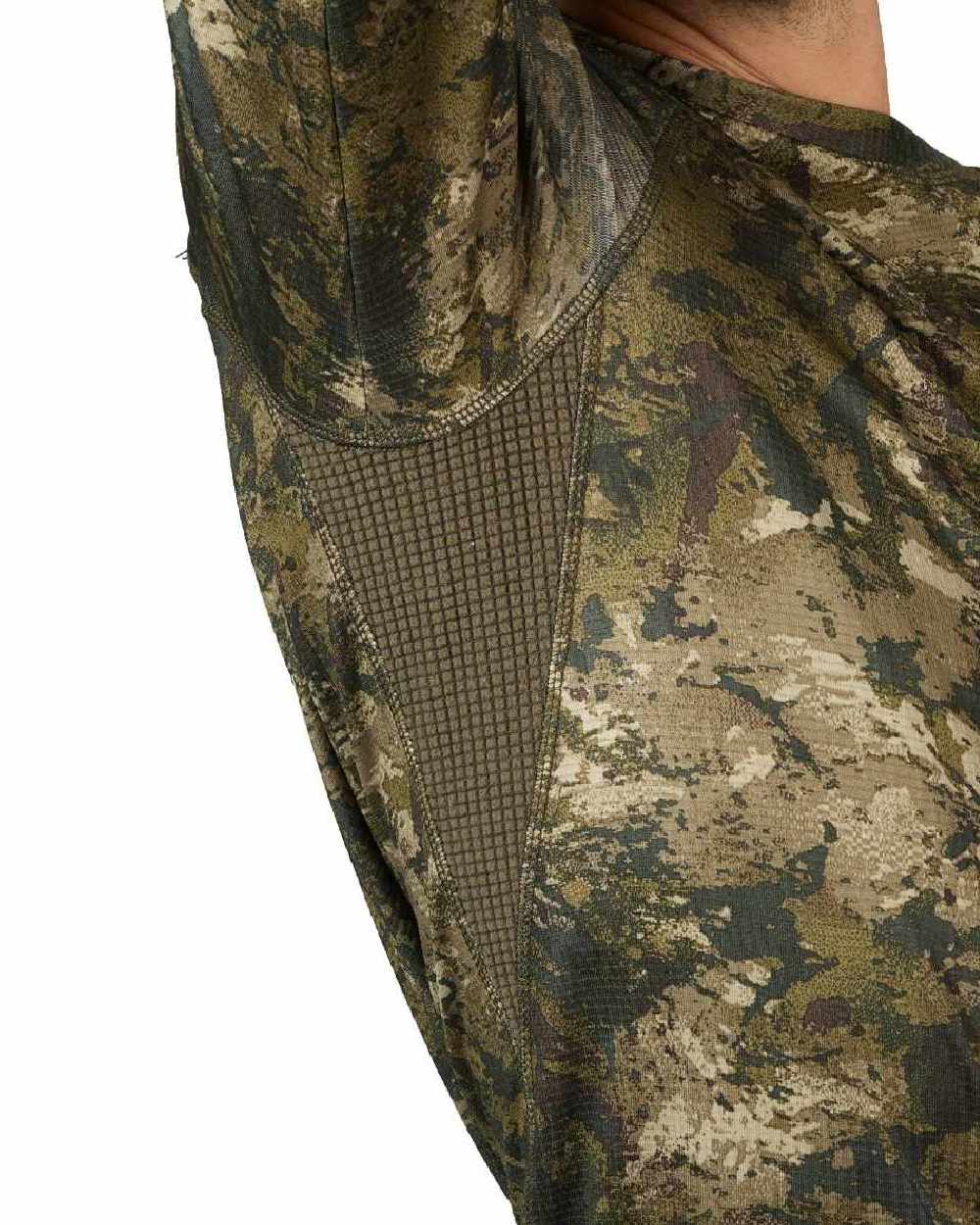 InVis Green Coloured Seeland Active Camo Long Sleeve T-Shirt on white background 