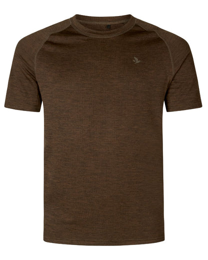 Demitasse Brown Coloured Seeland Active Short Sleeve T-Shirt on White background 