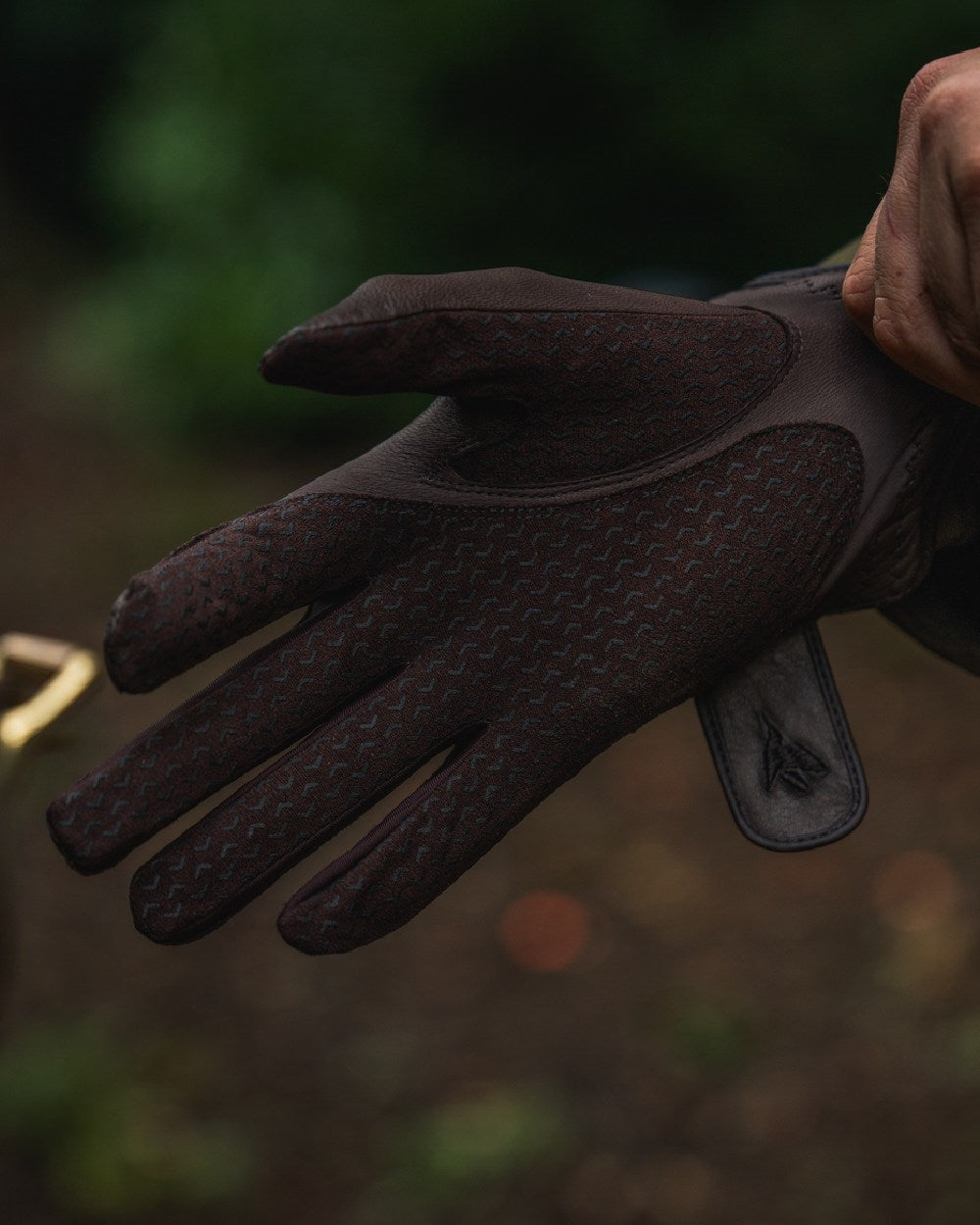 Chocolate Torte Coloured Seeland Aim Shooting Gloves on outdoor background 