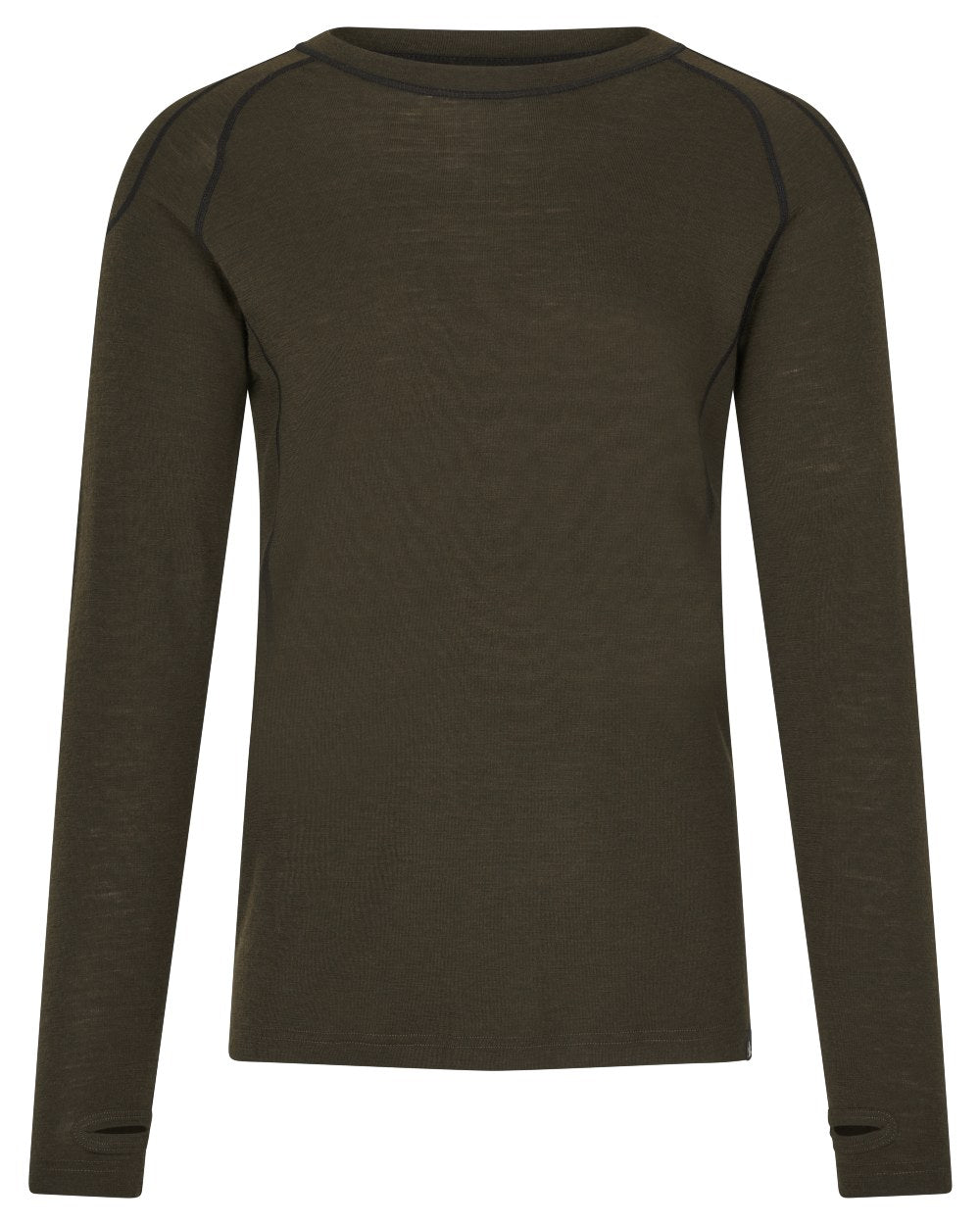 Pine Green coloured Seeland Apex One Hundred Long Sleeve T-Shirt on white background 
