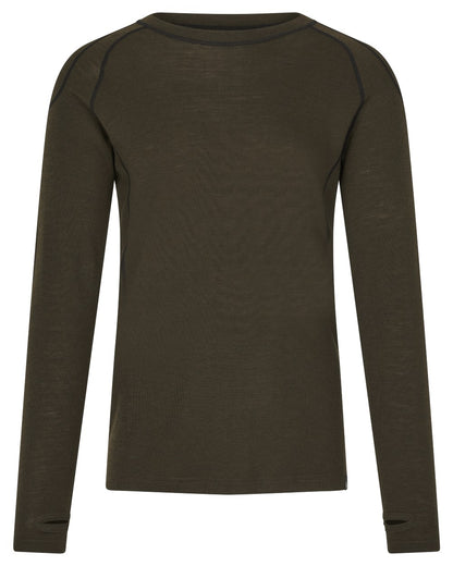 Pine Green coloured Seeland Apex One Hundred Long Sleeve T-Shirt on white background 