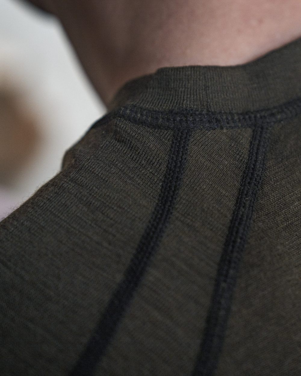 Pine Green coloured Seeland Apex One Hundred Long Sleeve T-Shirt on outdoor background 