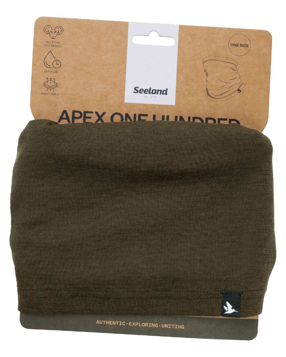 Pine Green coloured Seeland Apex One Hundred Neck Gaiter on white background 