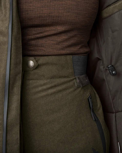 Pine Green Demitasse Brown Coloured Seeland Avail Aya Insulated Jacket on white background 