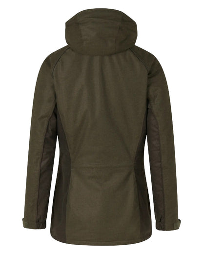 Pine Green Demitasse Brown Coloured Seeland Avail Aya Insulated Jacket on white background 