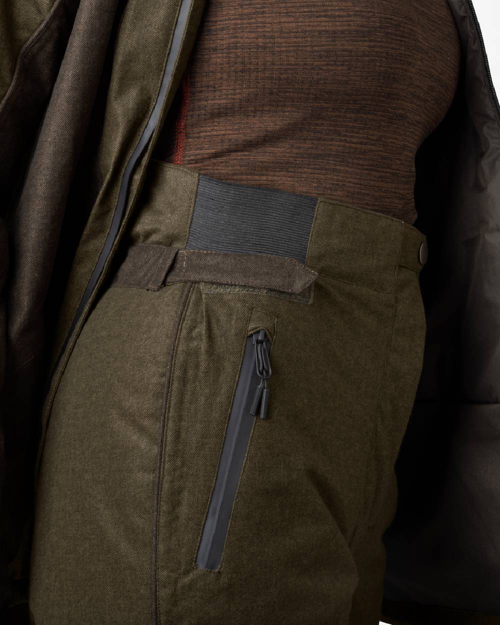 Pine Green Demitasse Brown Coloured Seeland Avail Aya Insulated Trousers on white background 